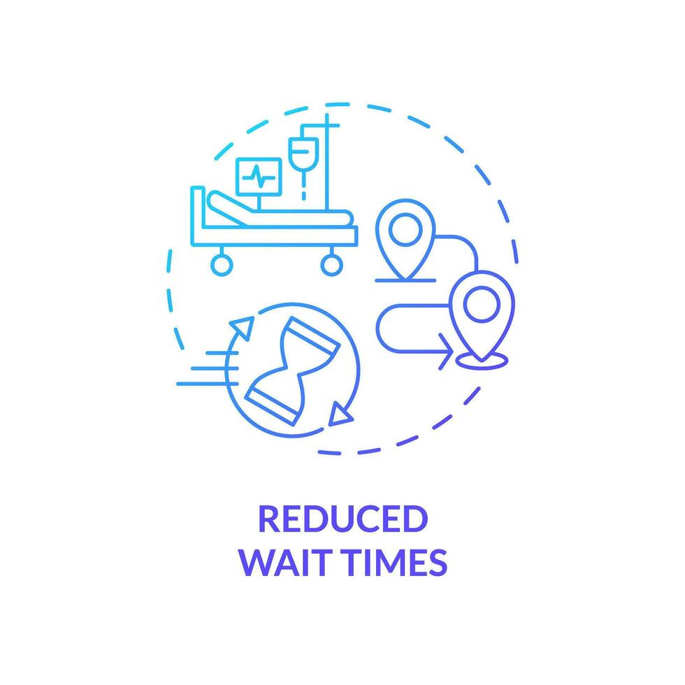 2D gradient reduced wait times icon, simple isolated vector, medical tourism thin line illustration. vector