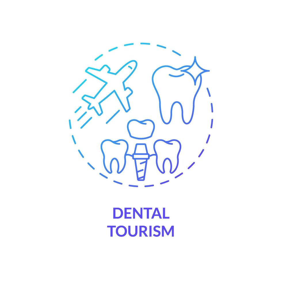2D gradient dental tourism icon, simple isolated vector, medical tourism thin line illustration. vector