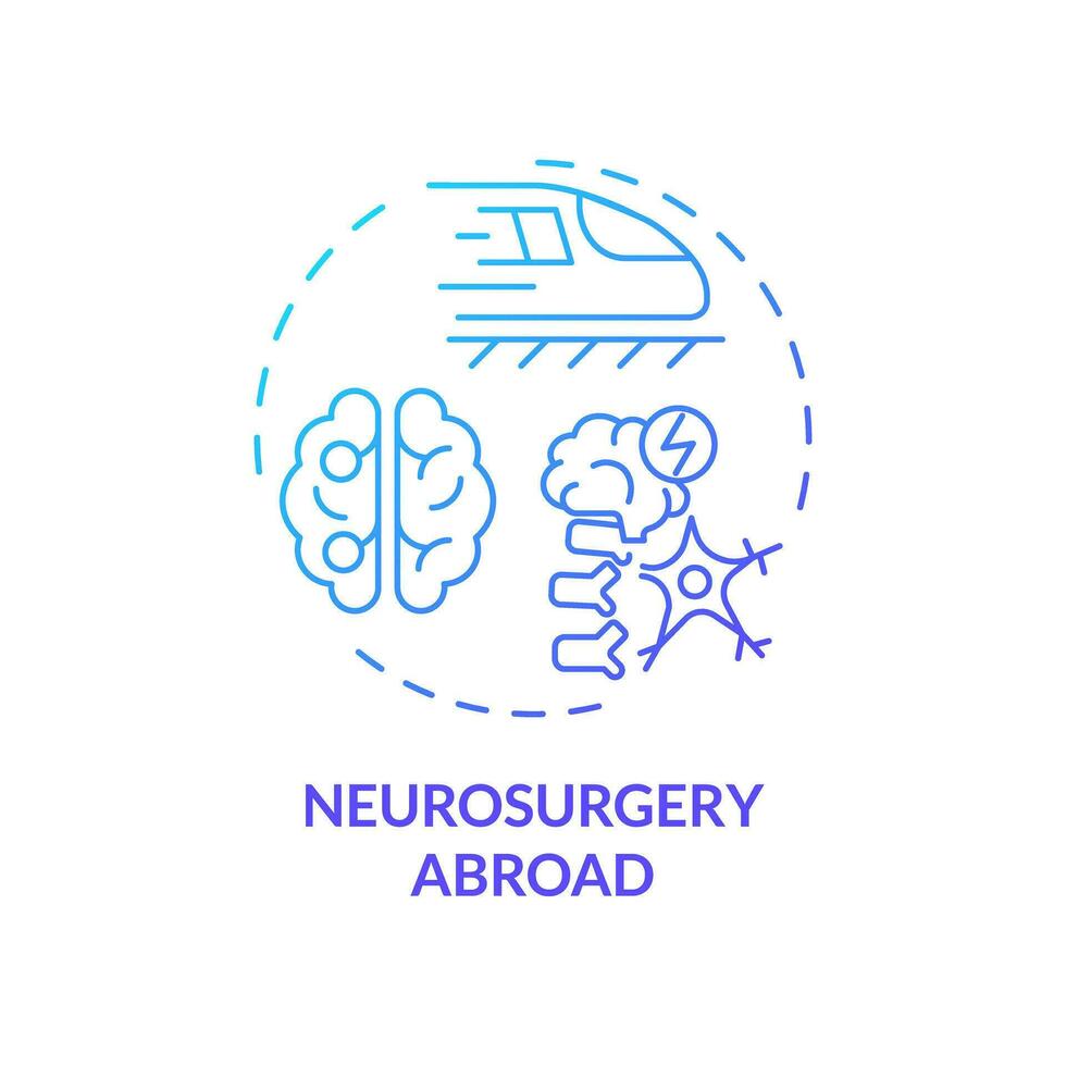 2D gradient neurosurgery abroad icon, simple isolated vector, medical tourism thin line illustration. vector