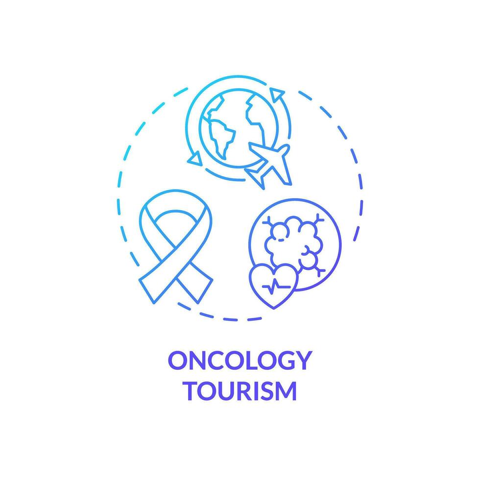 2D gradient oncology tourism icon, simple isolated vector, medical tourism thin line illustration. vector