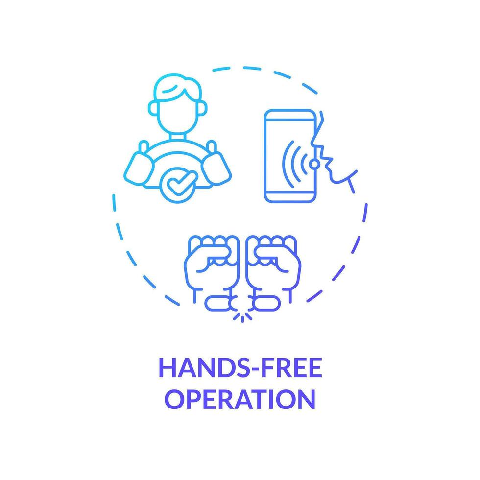 2D hands-free operation thin line gradient icon concept, isolated vector, blue illustration representing voice assistant. vector