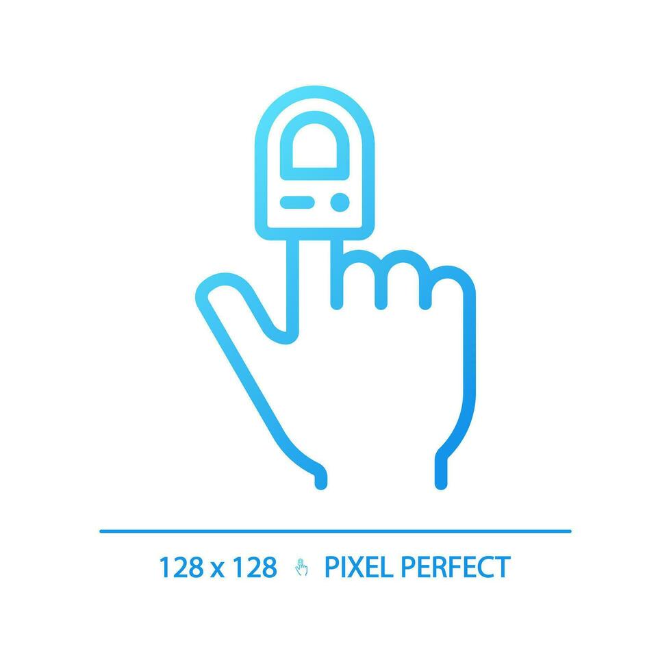 Pulse oximeter pixel perfect gradient linear vector icon. Oxygen saturation. Heart rate. Health assessment. Thin line color symbol. Modern style pictogram. Vector isolated outline drawing