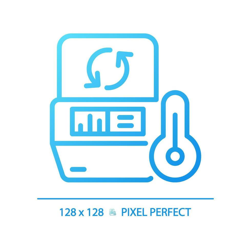 Pcr machine pixel perfect gradient linear vector icon. Thermal cycler. Polymerase chain reaction. Dna replication. Thin line color symbol. Modern style pictogram. Vector isolated outline drawing