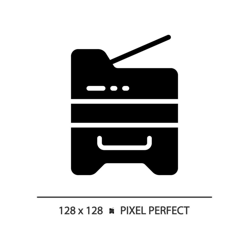 2D pixel perfect glyph style copier icon, isolated vector, silhouette document illustration vector