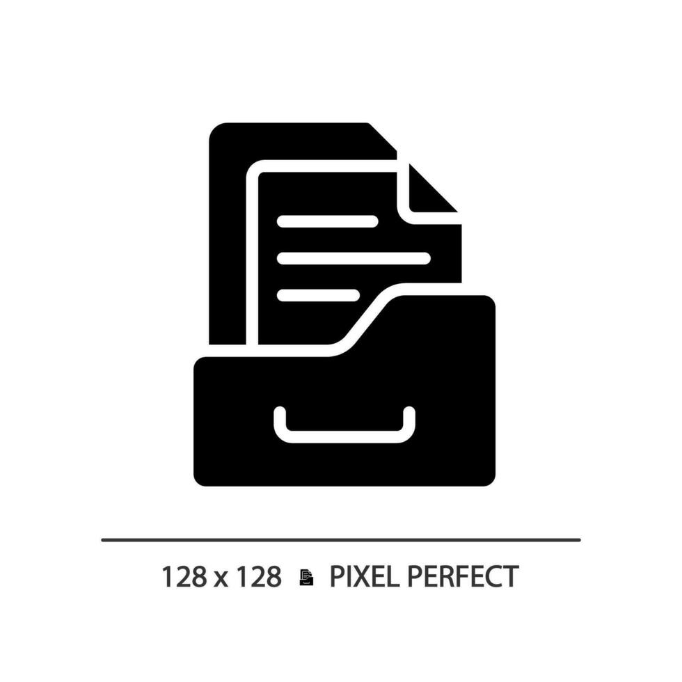 2D pixel perfect glyph style folder icon, isolated vector, silhouette document illustration vector