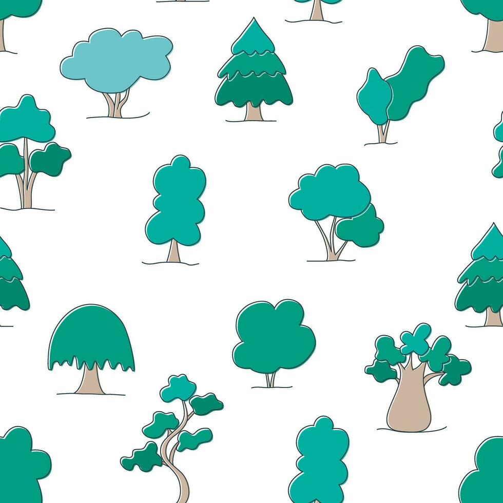 Various trees seamless pattern vector illustration