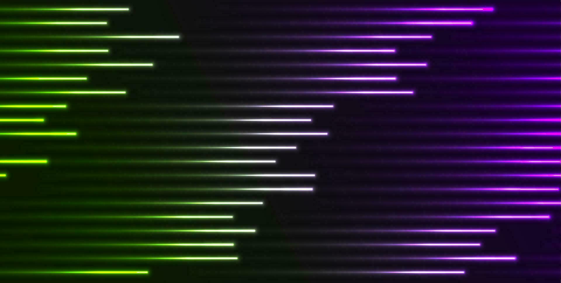 Tech abstract background with green purple neon laser lines vector