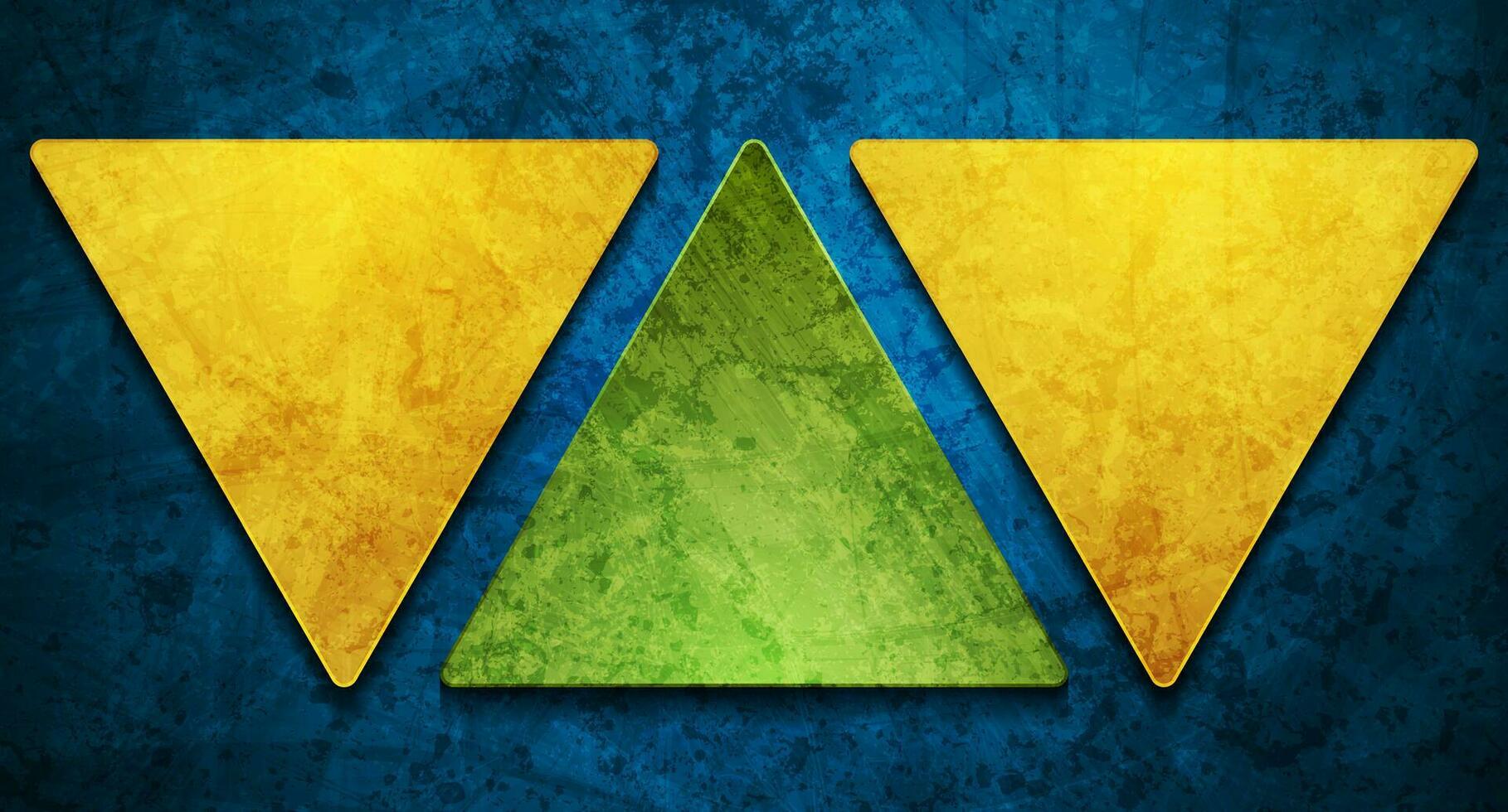 Green and yellow triangles abstract grunge background vector