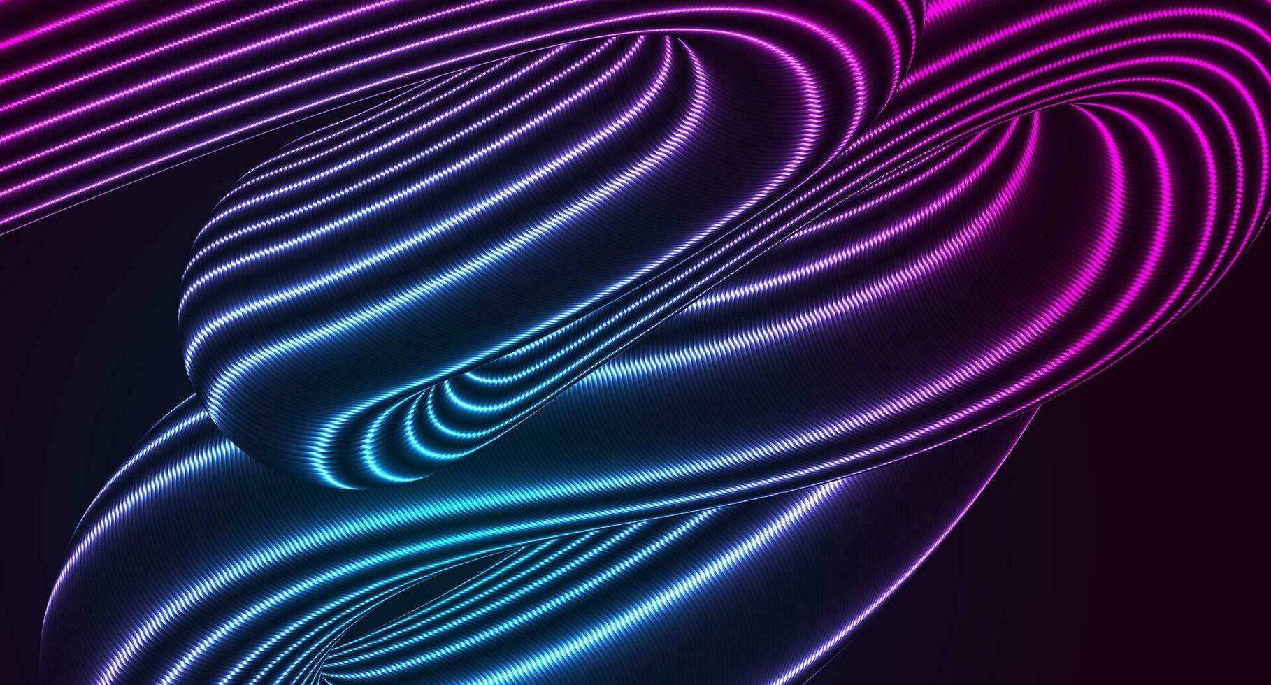 Blue ultraviolet neon curved fluid waves abstract background vector