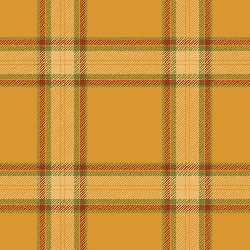 Plaid seamless pattern in orange. Check fabric texture. Vector textile print.