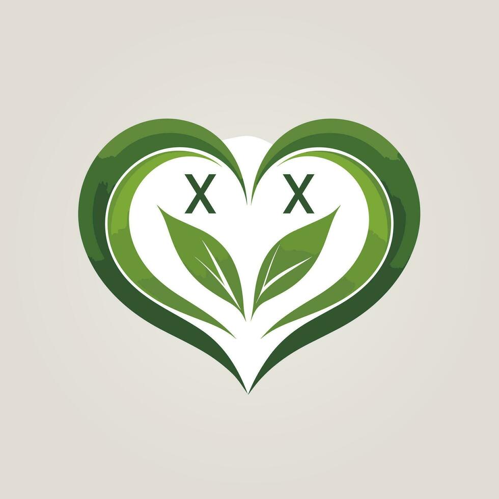 AI generated Virtual try-on and customization service filled color initial logo idea. Sustainable fashion industry. Letters inside heart shape. Graphic design vector