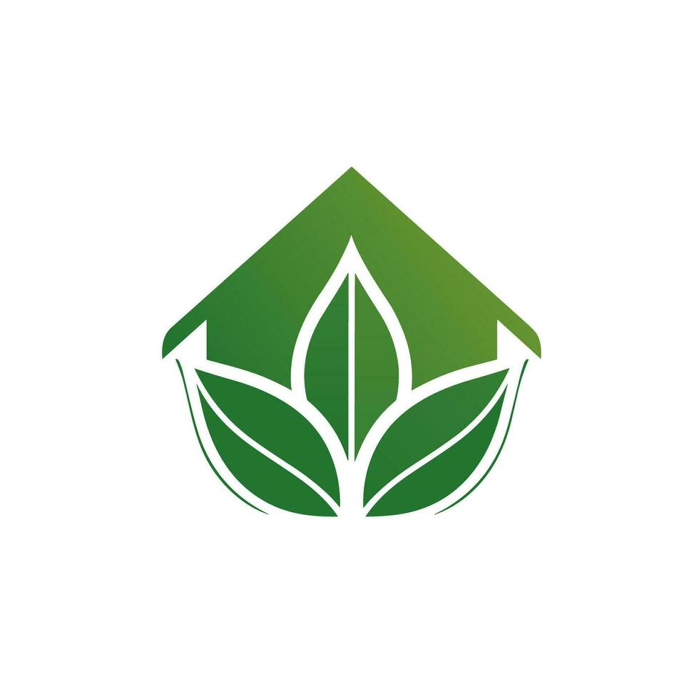 AI generated Geen house gradient line logo. Sustainability business value. House with leaves simple icon. Design element. Ai art for corporate branding, marketing vector