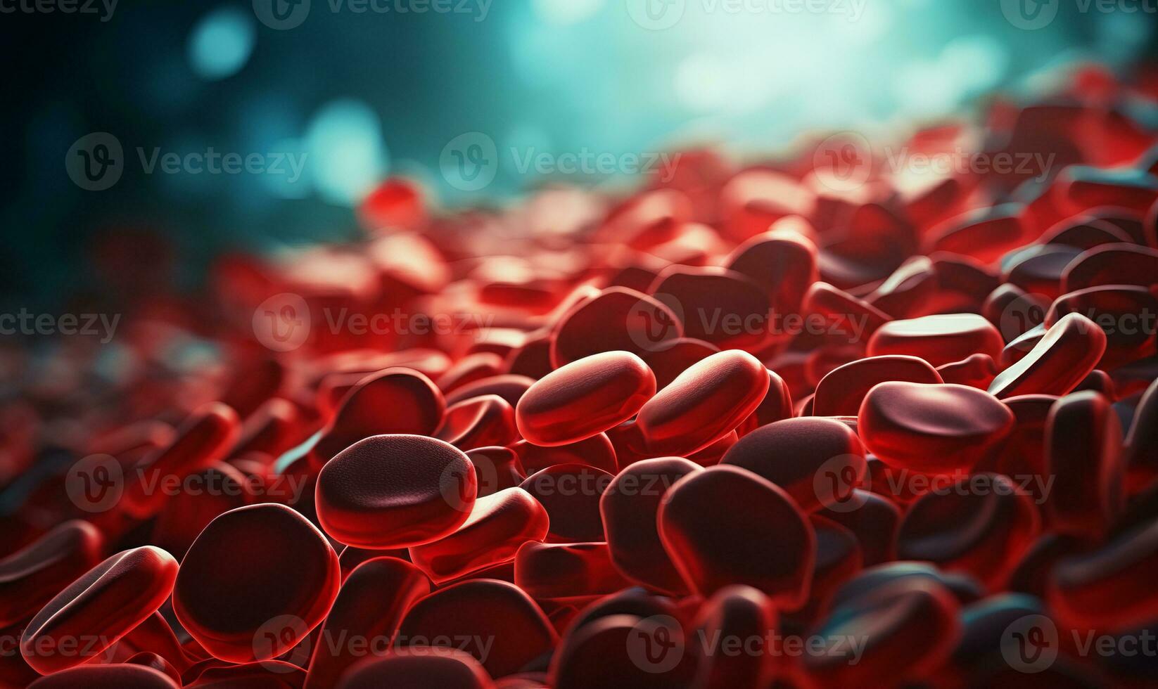 AI generated Vermilion blood elements in the human framework. A profusion of blood cells. Floating freely. Within the human physique. photo