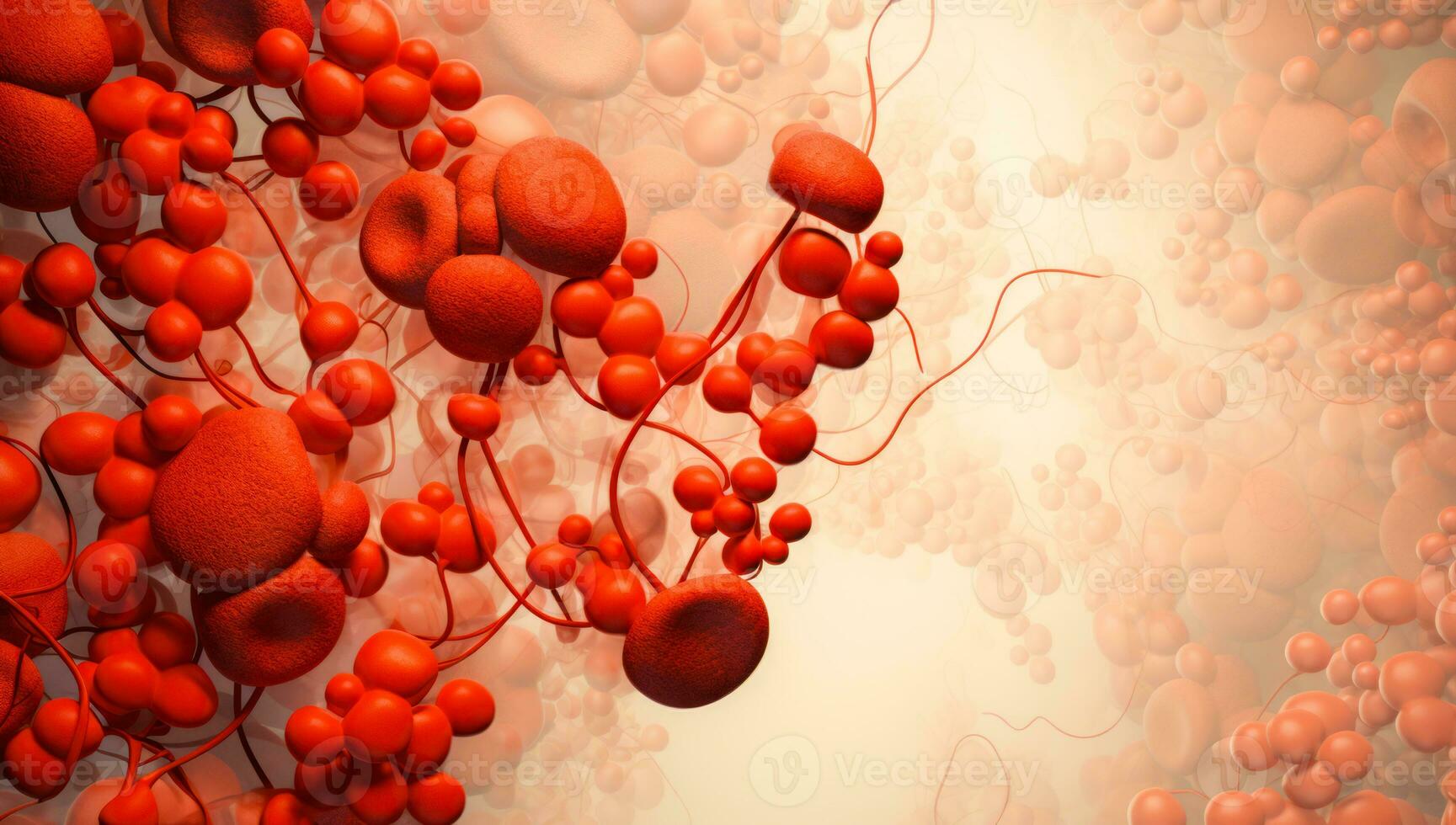 AI generated Crimson blood components within the human organism. An abundance of blood cells. Wafting unrestrained. Within the human frame photo