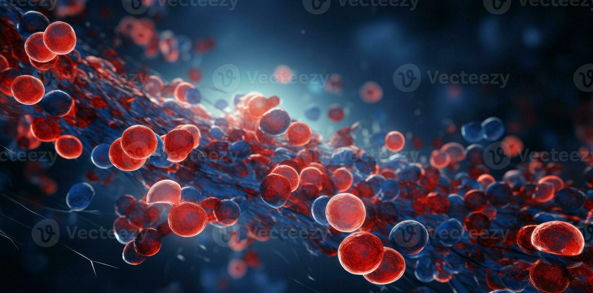 AI generated Scarlet corpuscles coursing through the human anatomy. A multitude of blood cells. Sailing unrestricted photo