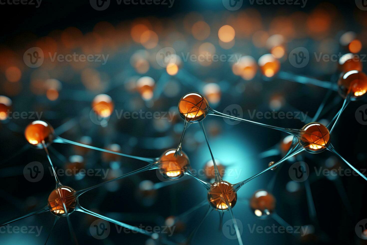 AI generated A conceptual image featuring a molecular atom model, serving as a representation of scientific and medical ideas. photo