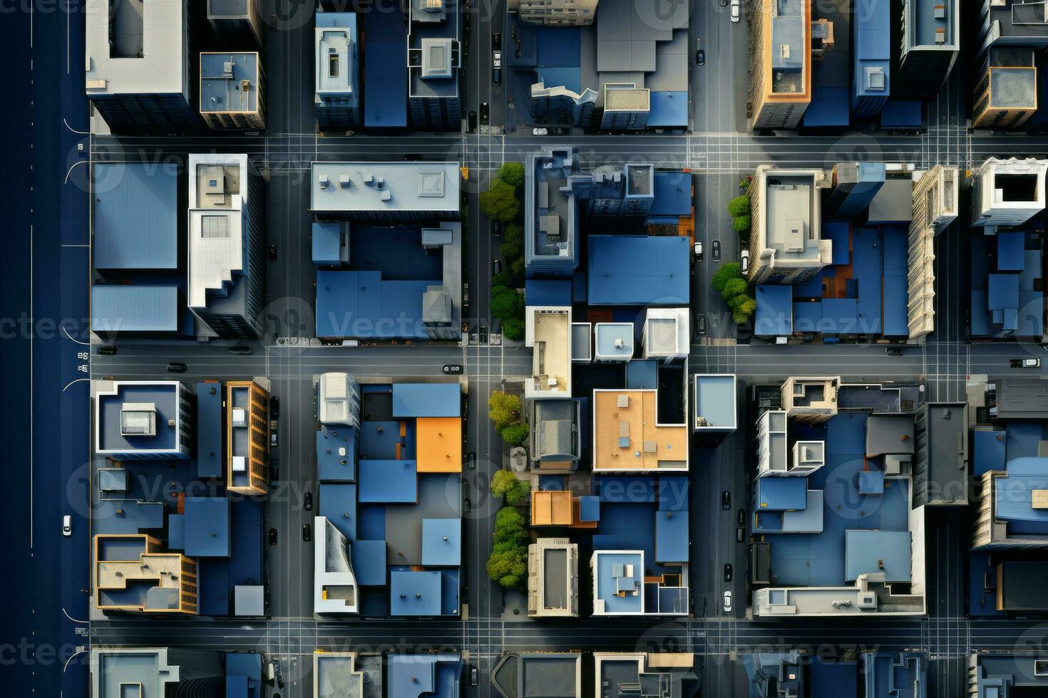 AI generated Bird's-eye perspective capturing the cityscape from above. Conceptualization of the real estate and corporate building industry photo