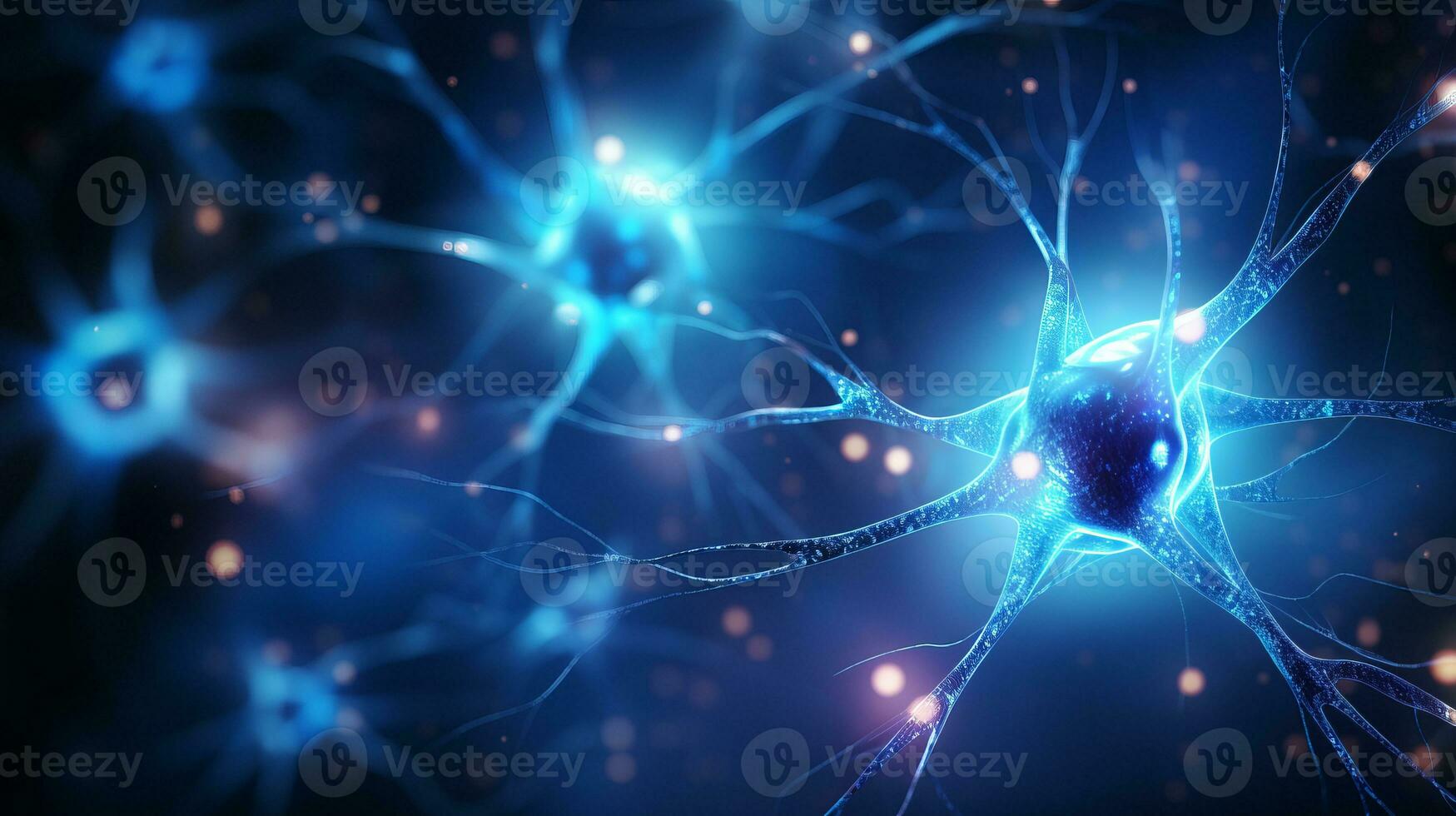 AI generated Synaptic connections amid brain neurons. Cognitive processes. Cortical regions. Nerve transmissions. photo