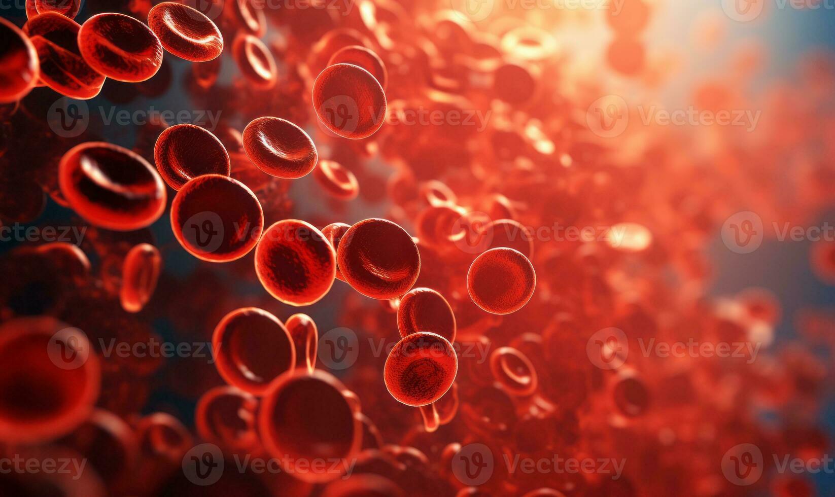 AI generated Carmine blood entities within the human structure. Numerous blood cells. Drifting unattached. Inside the human system. Biological research, microbial study, internal composition. photo