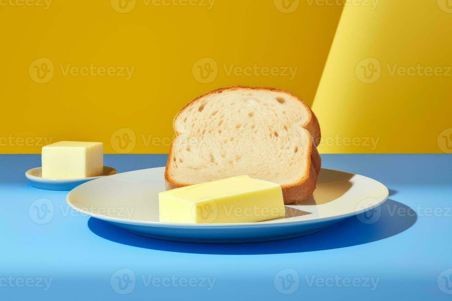 AI generated Bread on a plate and butter photo