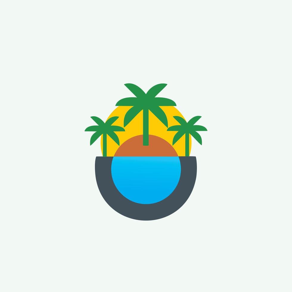 Modern tropical beach logo illustration design for your business vector