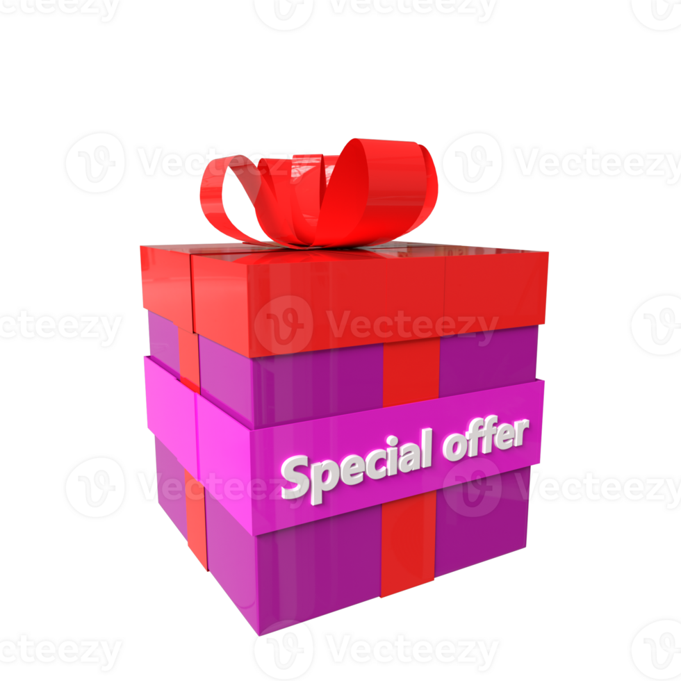 3d especial oferta con regalo caja - exclusivo ahorros y sorpresa dentro png