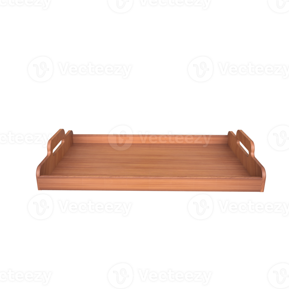 Realistic 3D Rendering of Wooden Serving Tray - Elegance and Functionality png