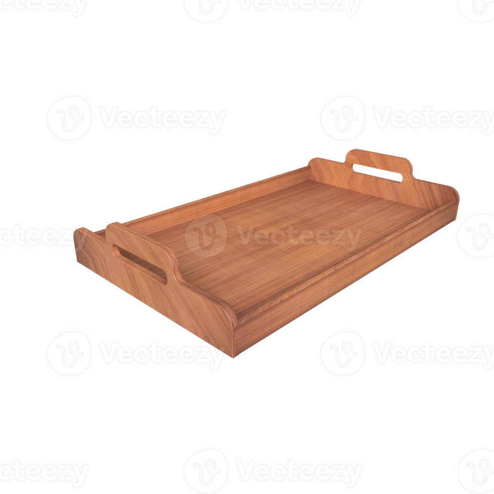 Realistic 3D Rendering of Wooden Serving Tray - Elegance and Functionality png