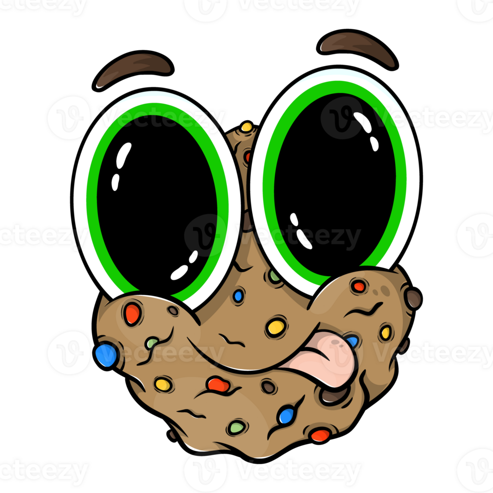 schattig heerlijk koekjes emote met reusachtig tekenfilm ogen. png