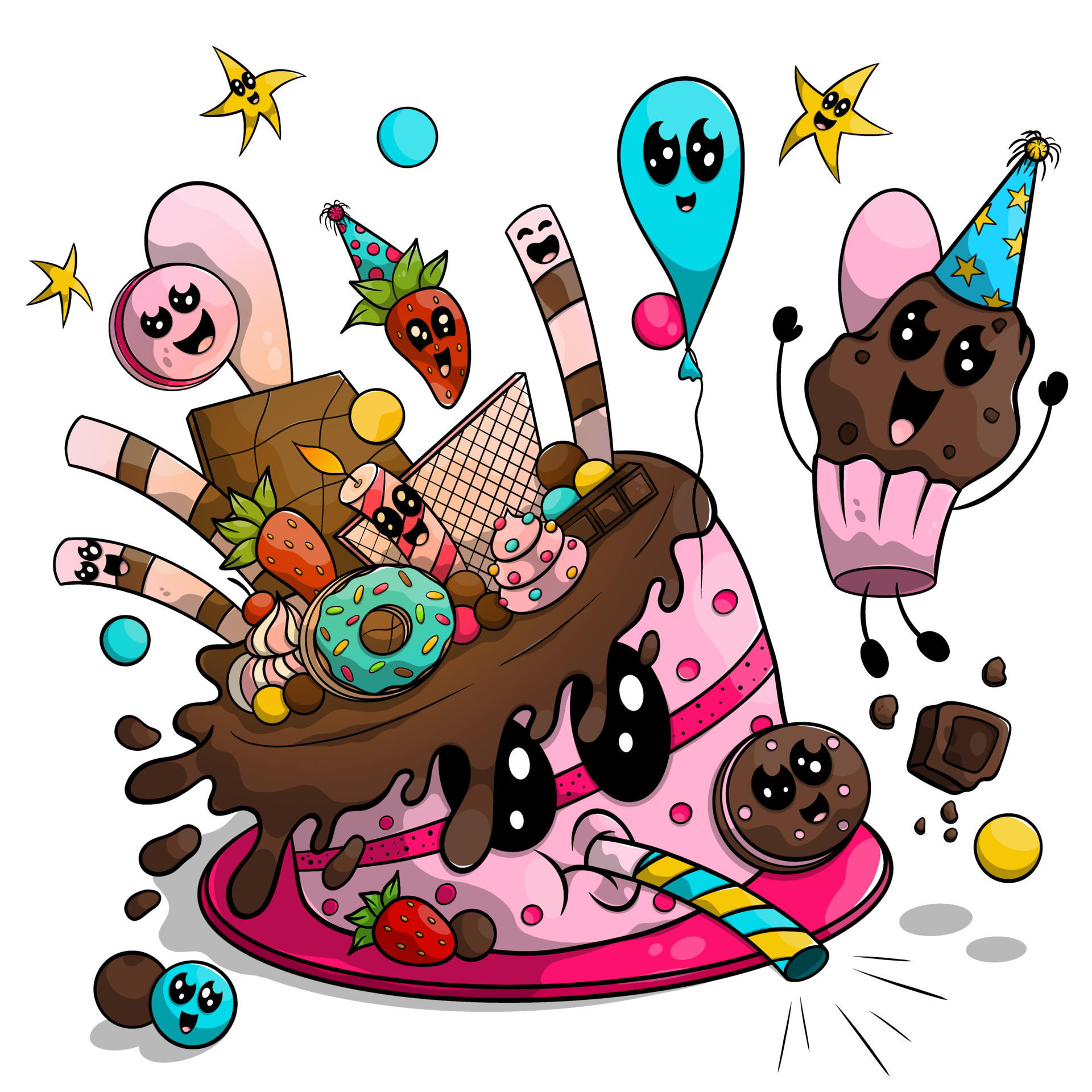 Cute Celebration Cake With Different Adorable Candies 35174150 PNG cute-celebration-cake-with-different-adorable-candies-35174150-png