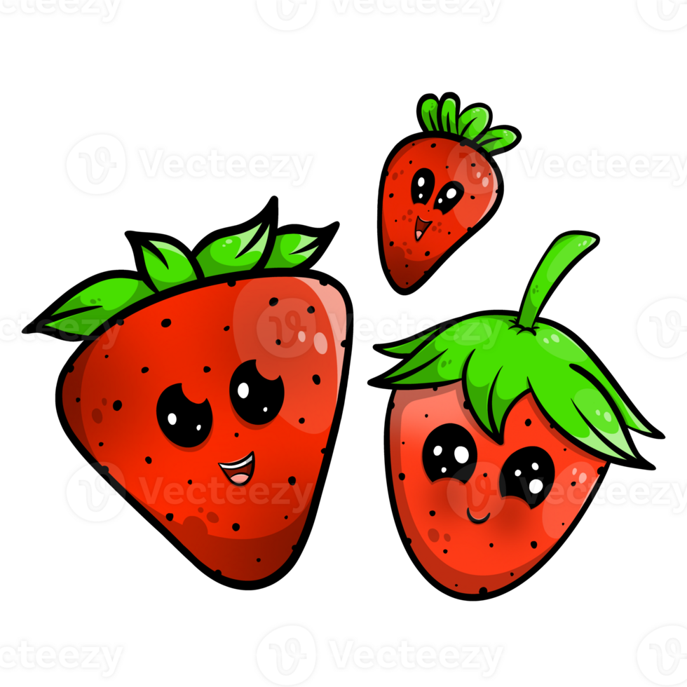 content kawaii des fraises famille. png