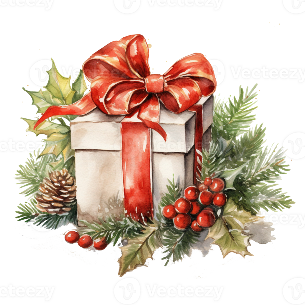 AI generated Watercolor Presents. Vintage packaging. Holiday illustration for design, print, fabric AI Generation png