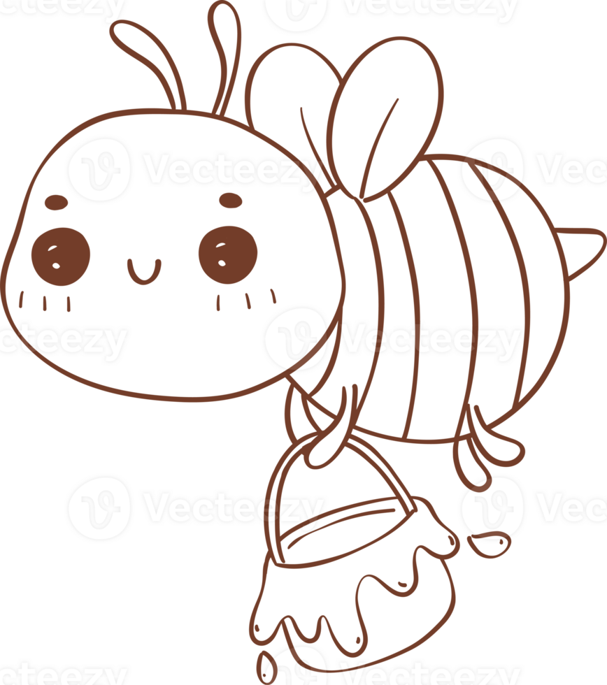 Bee with honey outline png