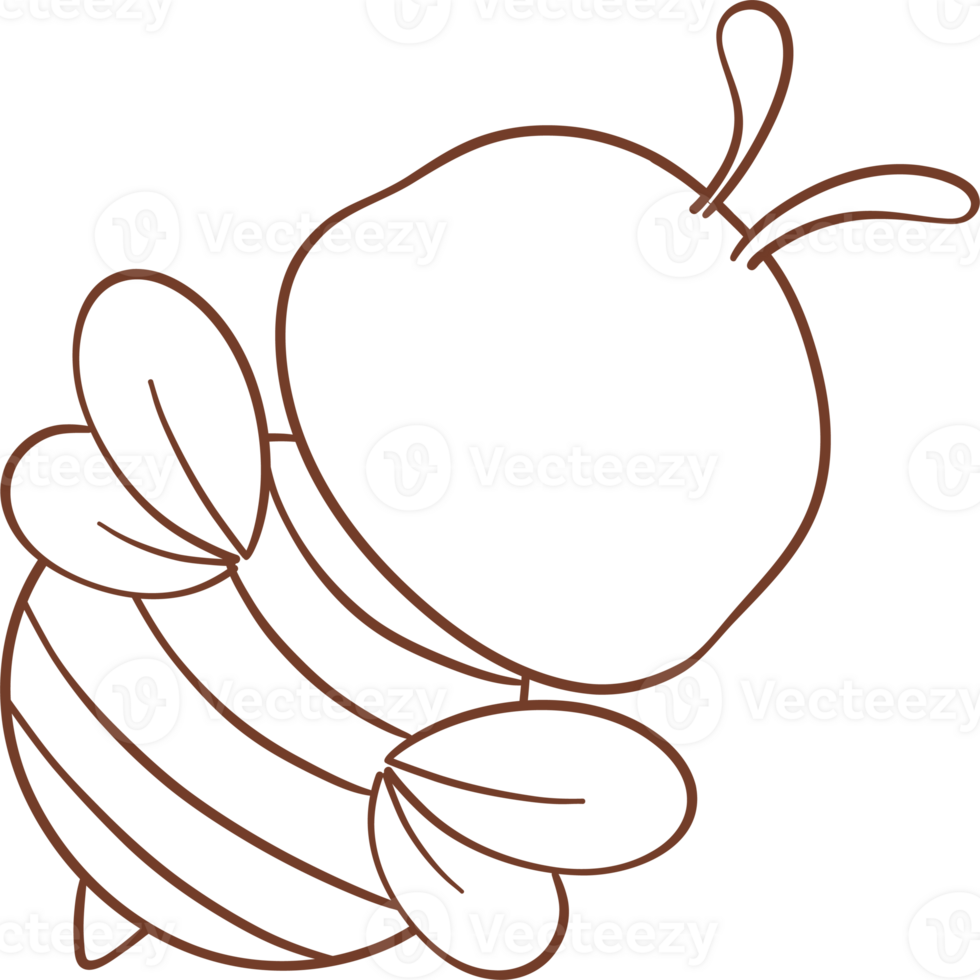Cute Honey bee outline cartoon doodle png