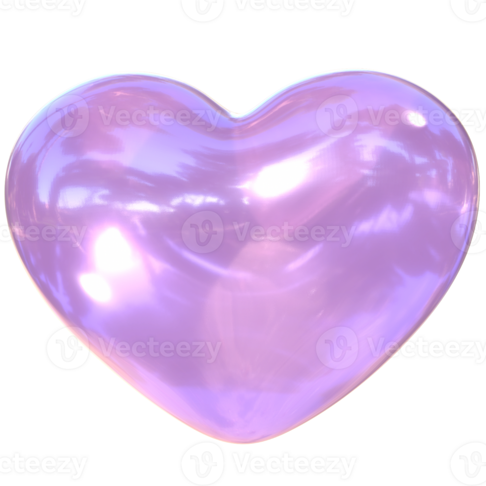 Heart Y2K 3D rendering cute clear glass png