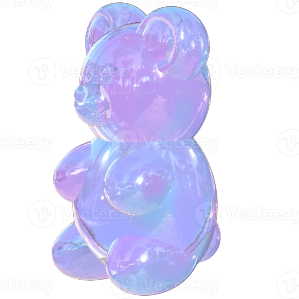 Gummy bear Y2K 3D rendering cute clear glass png