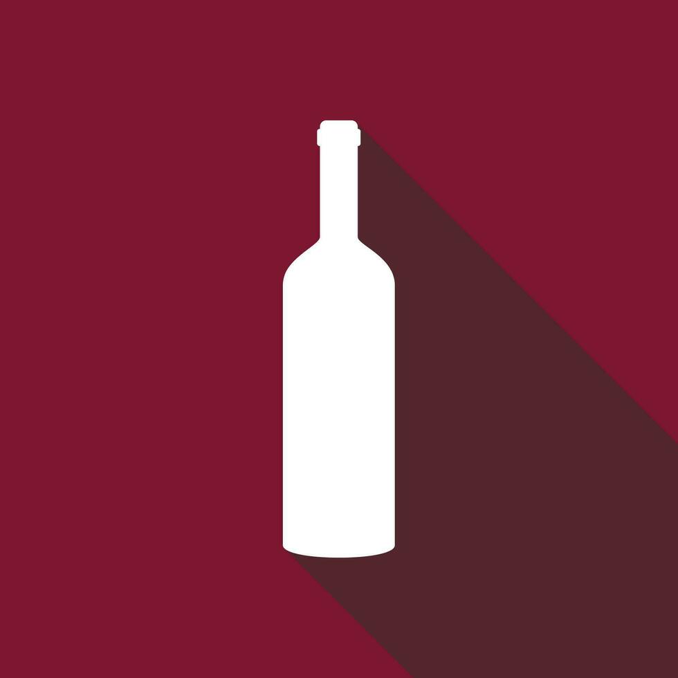 Wine bottle icon with long shadow. Vector illustration