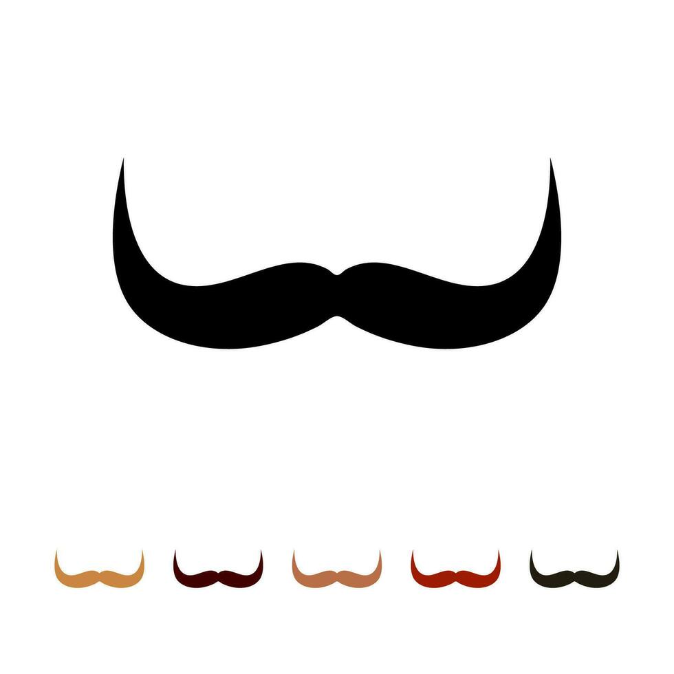 Mustaches icon silhouette isolated on white background. Men different colors mustache hair. Vector illustration