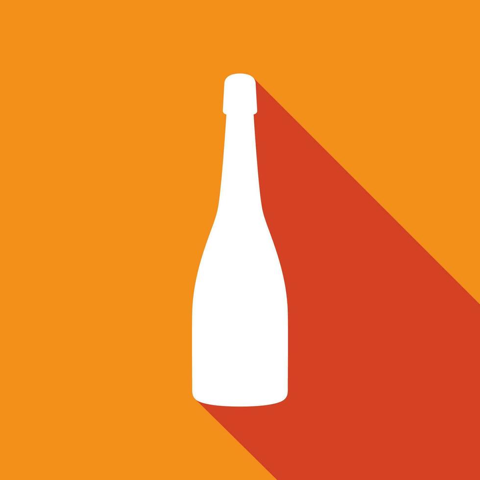 Champagne bottle icon with long shadow. Vector illustration