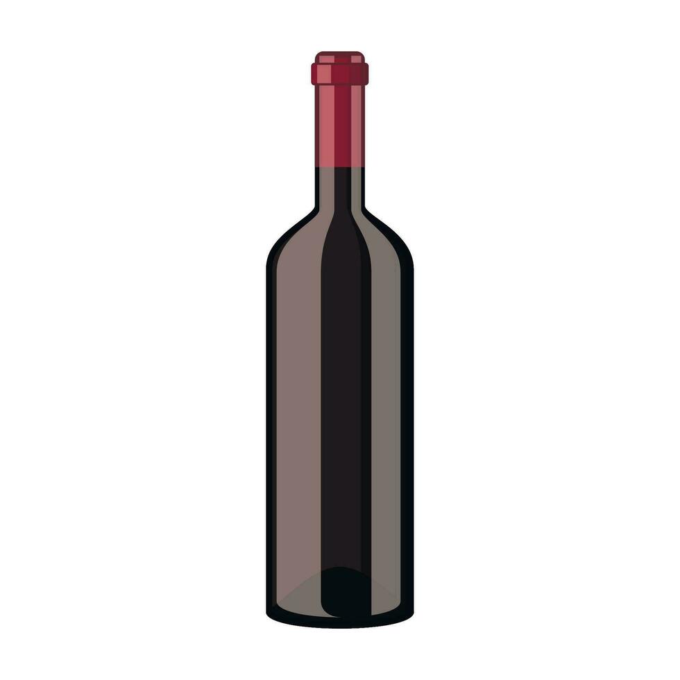Red wine bottle icon isolated on white background. Vector illustration