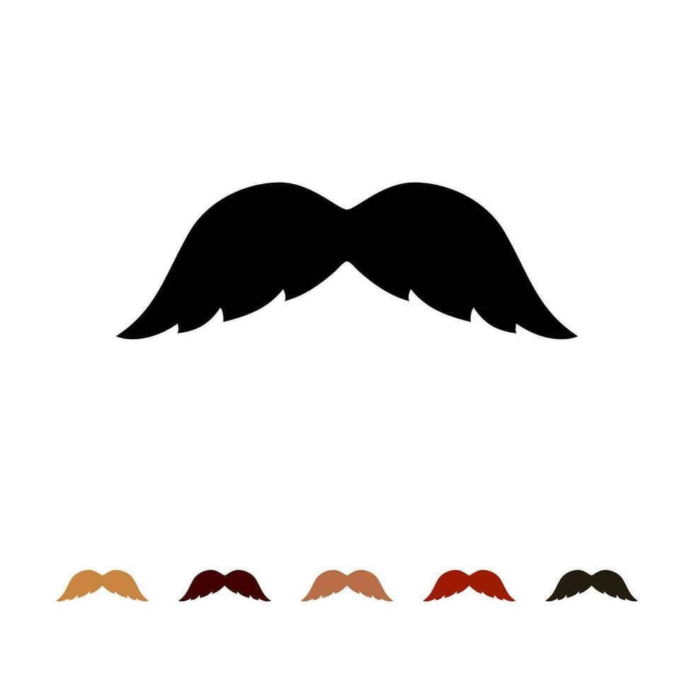 bigotes icono silueta aislado en blanco antecedentes. hombres diferente colores Bigote cabello. vector ilustración