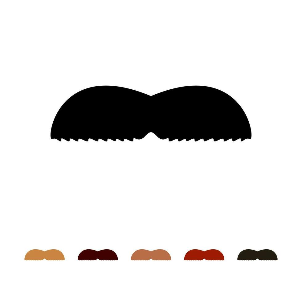 Mustaches icon silhouette isolated on white background. Men different colors mustache hair. Vector illustration