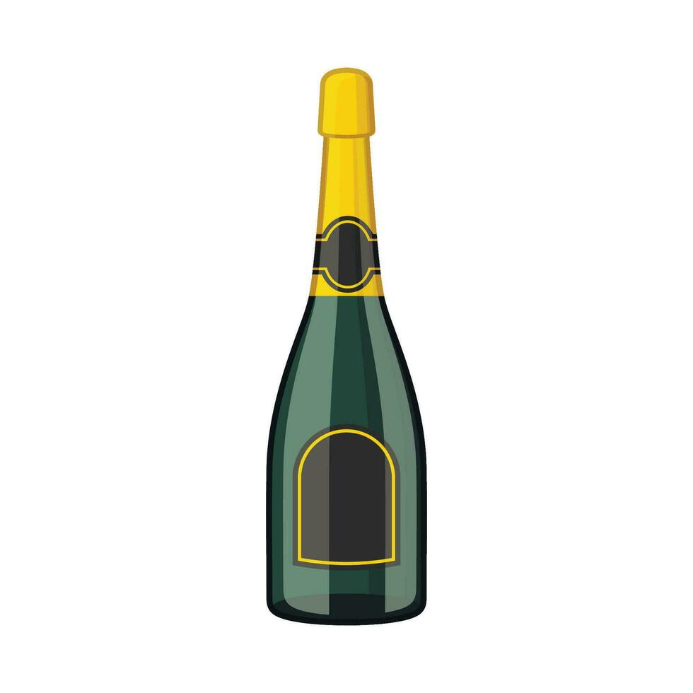 Champagne bottle icon with gold foil isolated on white background. Vector illustration