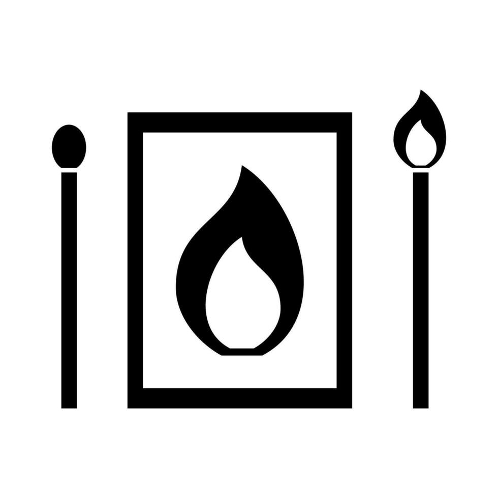 Box of matches icon, set a burning match, a burnt match isolated on white background. Vector illustration