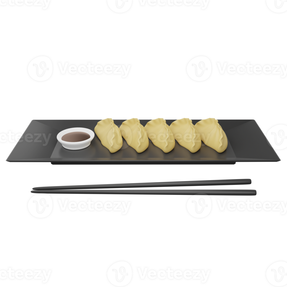 Gyoza clipart flat design icon isolated on transparent background, 3D render food and beverage concept png