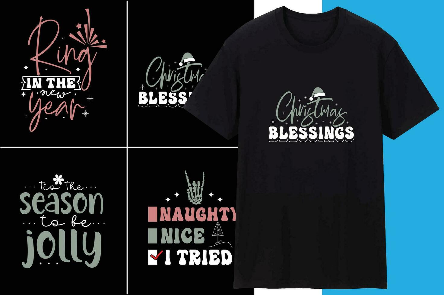 Christmas Bundle T shirt Design Vector Eps