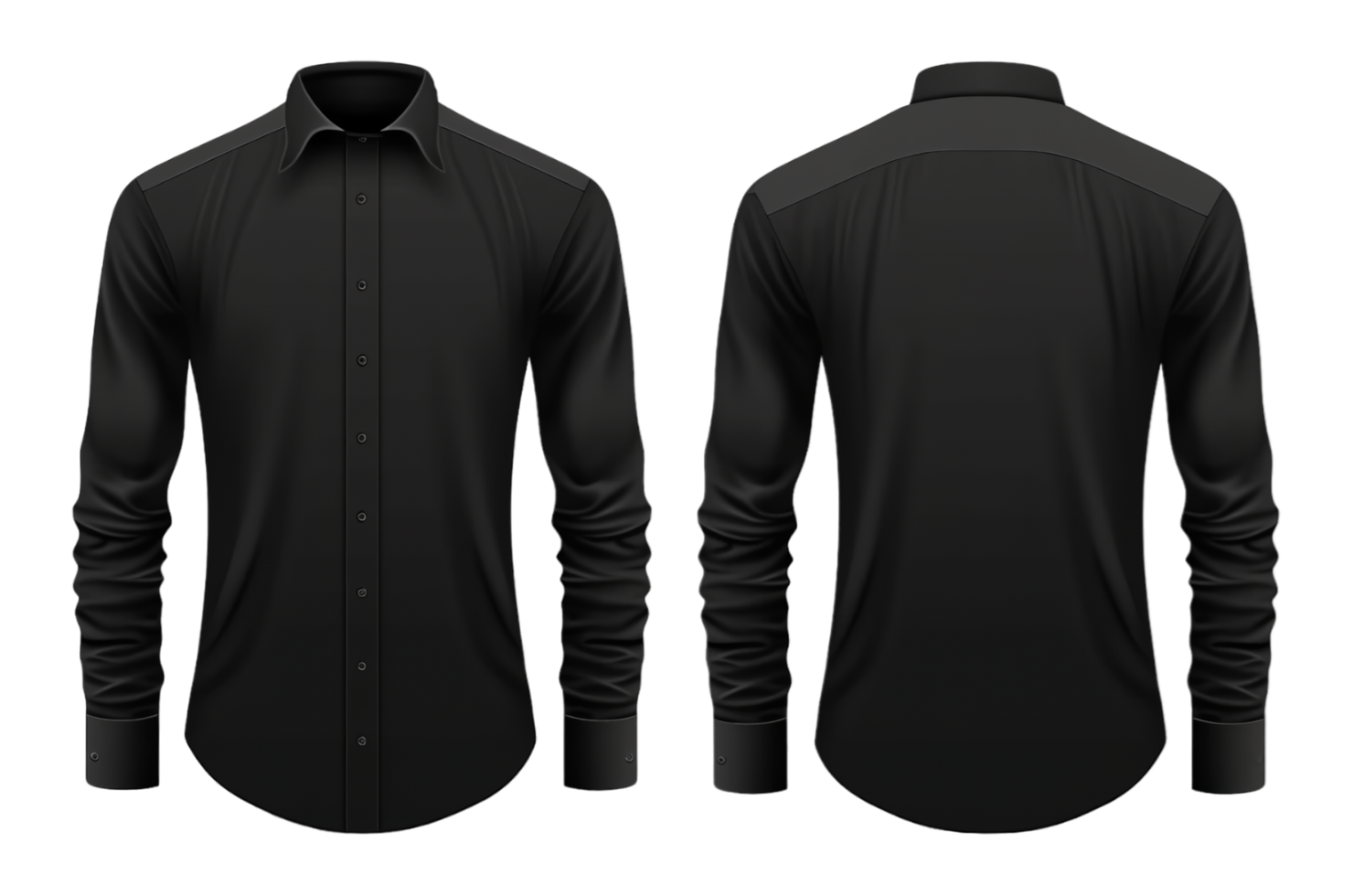 AI generated Mockup of a plain black shirt with front and back views ...