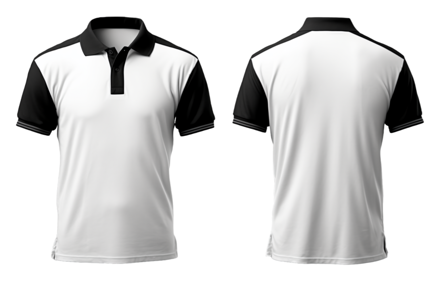 ai generado negro y blanco polo camisa Bosquejo, frente y espalda vista, ai generado png