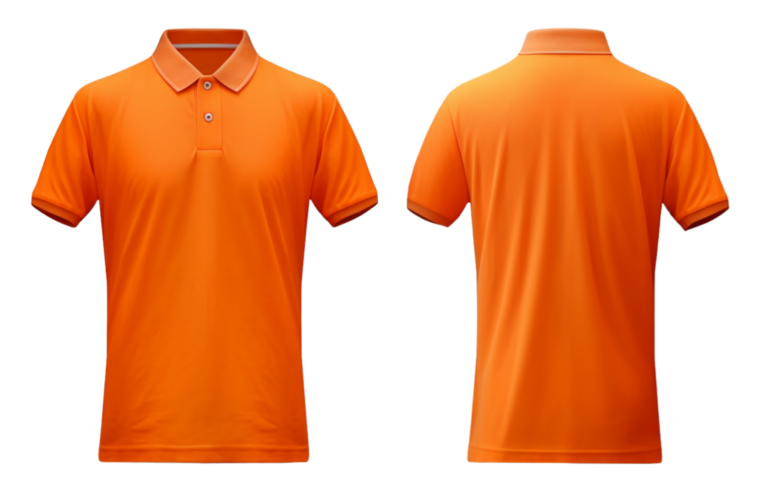 ai gerado laranja pólo camisa brincar, frente e costas visualizar, ai gerado png