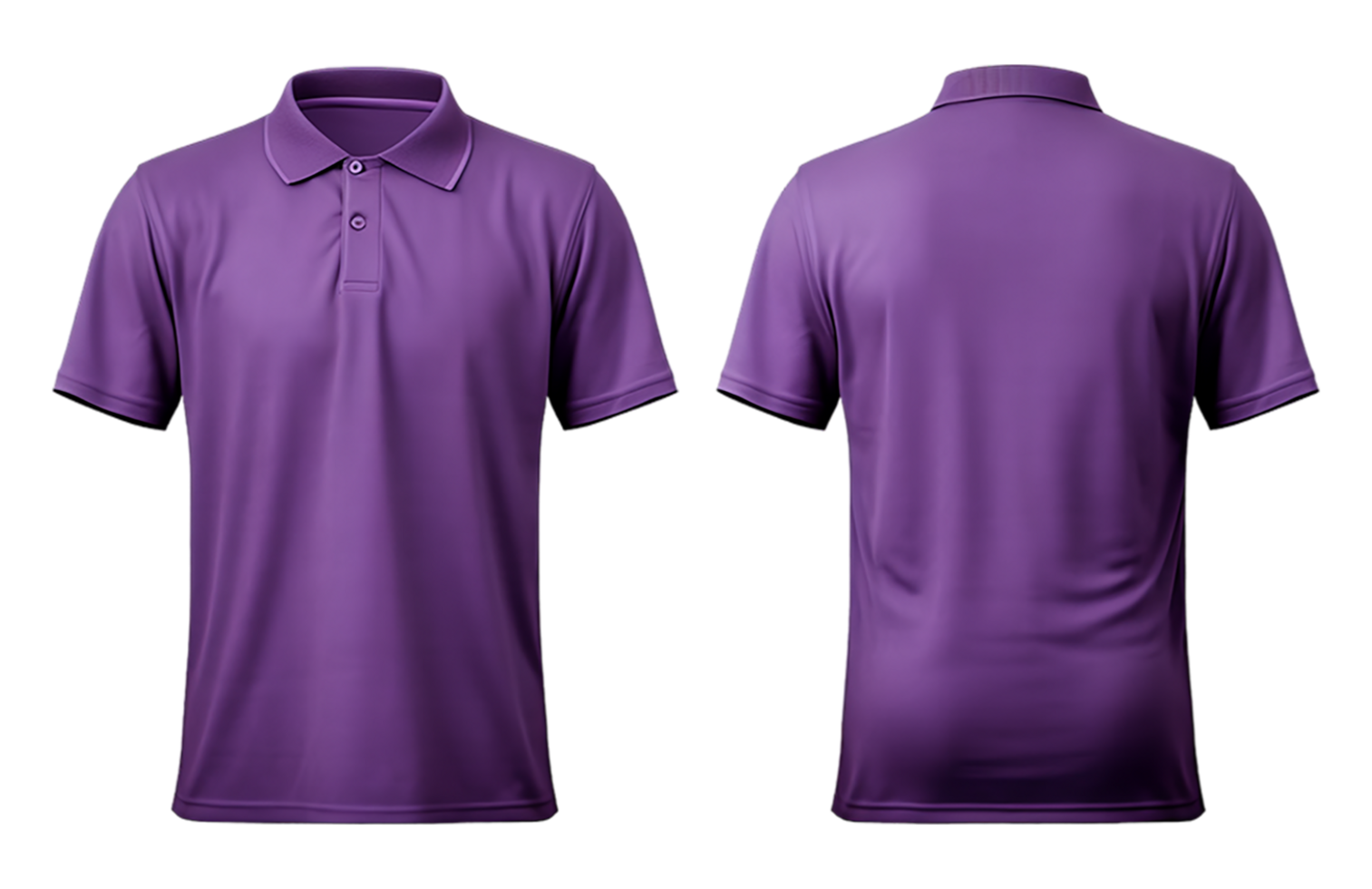 AI generated Purple polo shirt mockup, front and back view, AI generated png